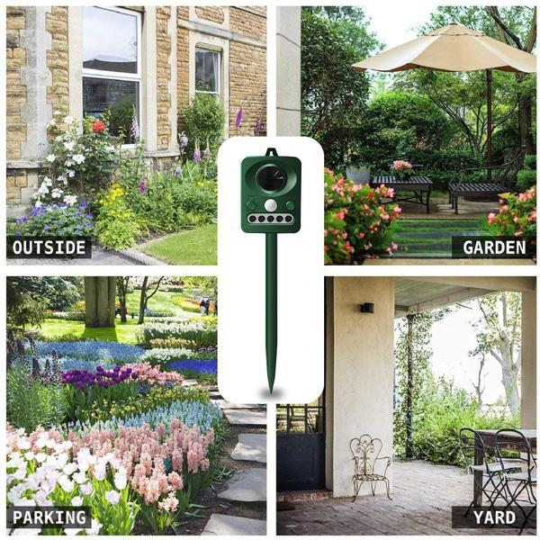 Ультразвуковой солнечный отпугиватель вредителей с ультразвуковым датчиком движения и мигающим светом. Отпугиватель животных. Белки Мышь Птица Кошка Собака Летучая мышь