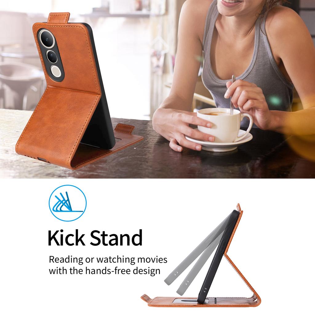 Чехол-подставка для vivo V50 Lite 5G с магнитной застежкой, откидной вертикальный кожаный чехол для телефона с держателем для карт