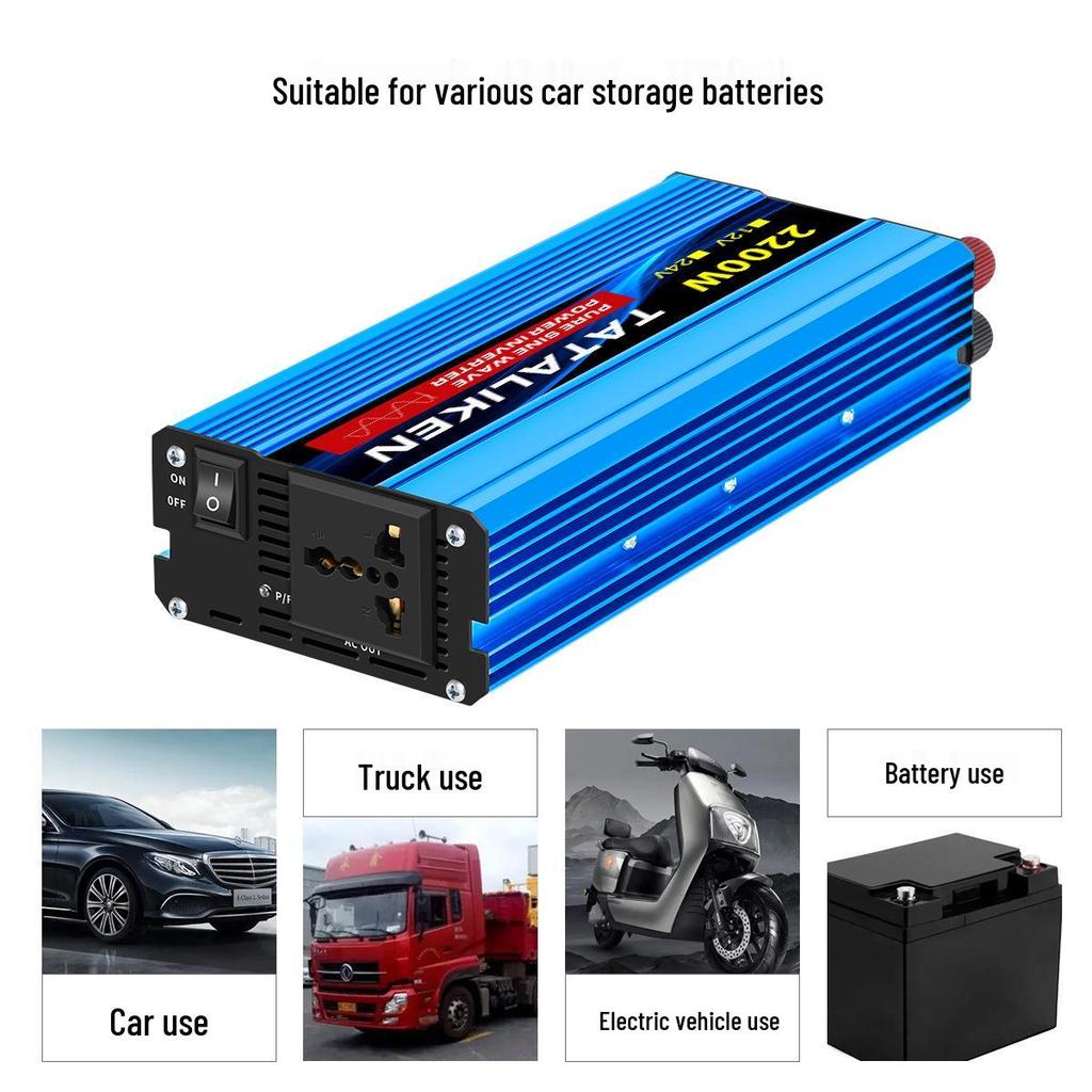 Intelligent 1000W-4000W Pure Sine Wave Inverter, 12V-24V to 220V with Universal Socket