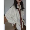 Vintage Ayollar Bluzkasi Katta O'lchamli Harajuku Shiki Asosiy Koreys Uslubi Bog'ichli Uzun Yengli Ko'ylak Keng Estetik Retro Ayollar