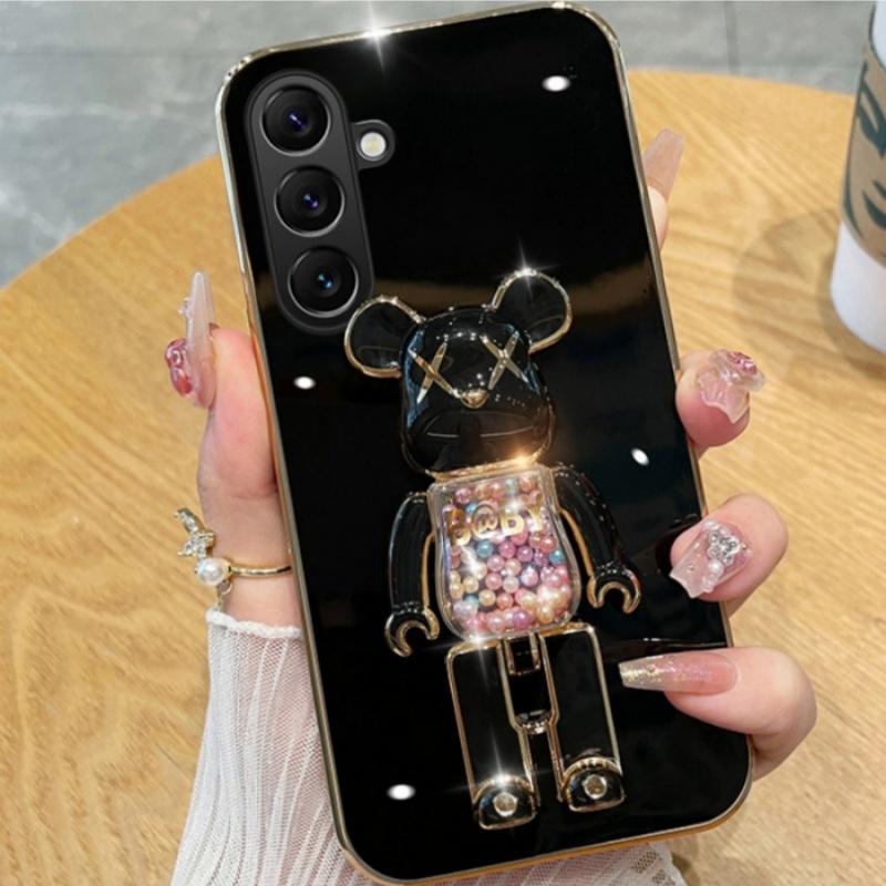 For Samsung Galaxy A07 / A07S / A08 / A18 Case Soft Electroplated Quicksand Hourglass Pellet KWAS Bear silicone shockproof Protector Smooth