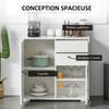 Buffet de rangement - HOMCOM - meuble commode armoire 2 tiroirs 2 placards étagères réglables - bois - 79x36x74cm - blanc