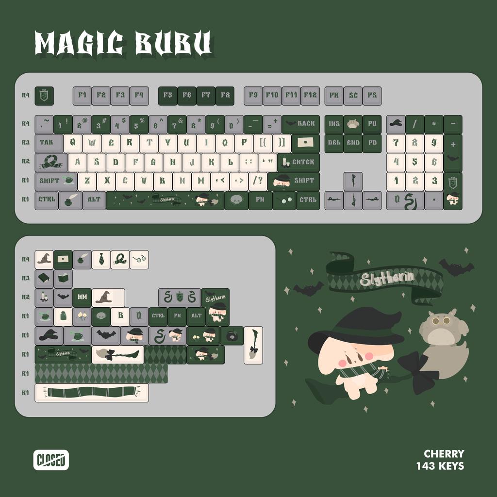 Magic Keycap Magic BUBU - Cherry 143 Key PBT for Five sided Thermal Sublimation DIY Mechanical Keyboard Forest Green Keycaps