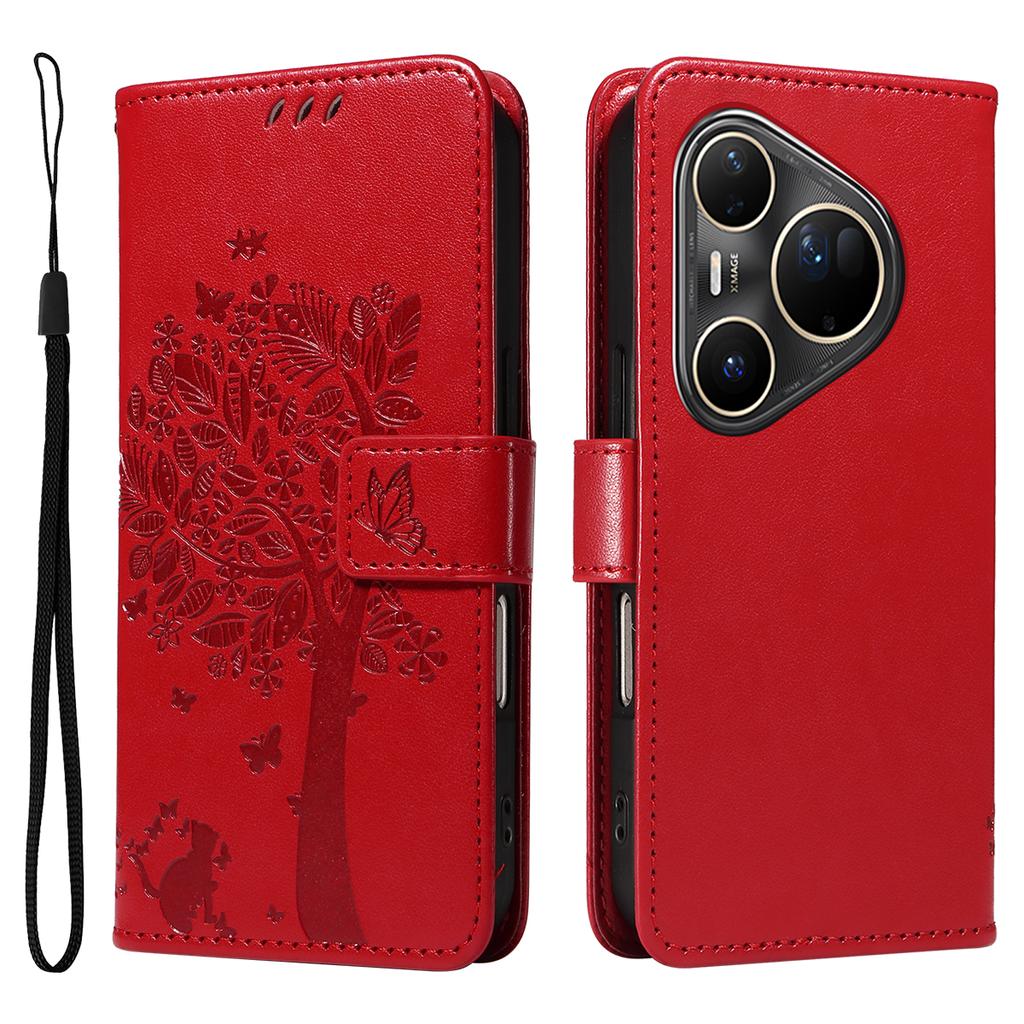 For Huawei Pura 80 Ultra Phone Case with Stand Cat Tree Pattern Leather Wallet Mobile Cover