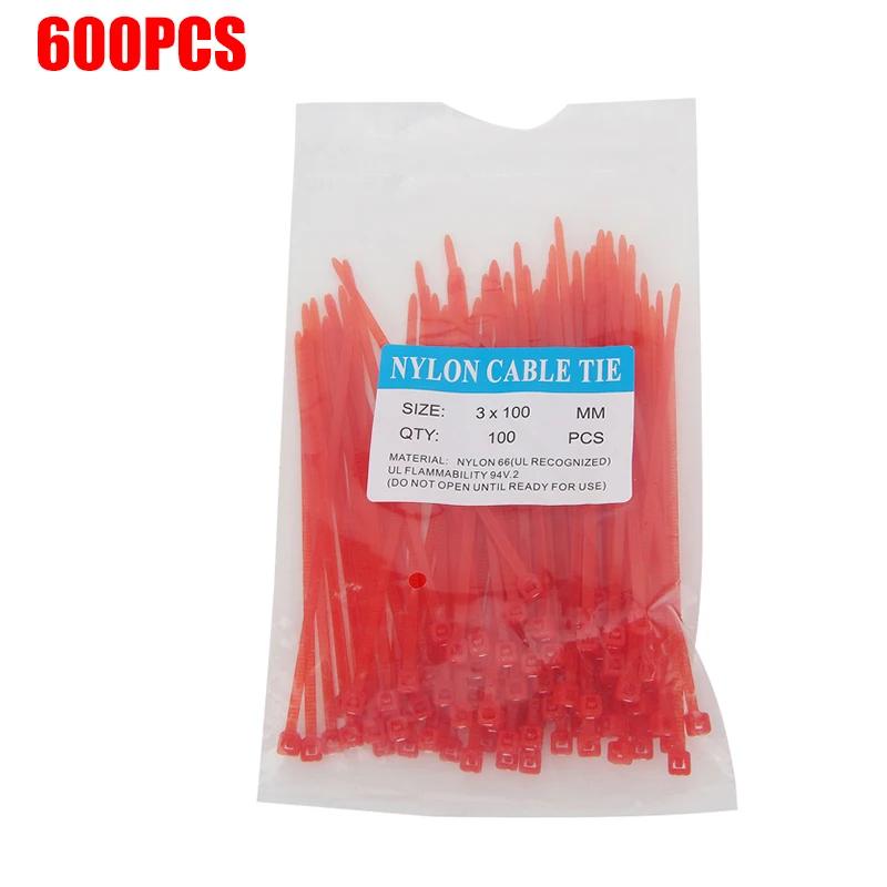 100-600Pcs Color 3x100mm Nylon Black Self-Locking Cable Ties Color Plastic Zip Ties Cable Ties Cable Organizer Wire Strap