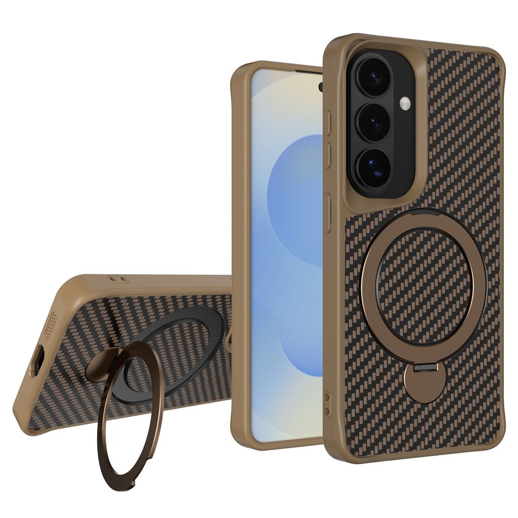 For Samsung Galaxy A55 5G Phone Case with Magnetic Kickstand TPU + PC Carbon Fiber Back Cover