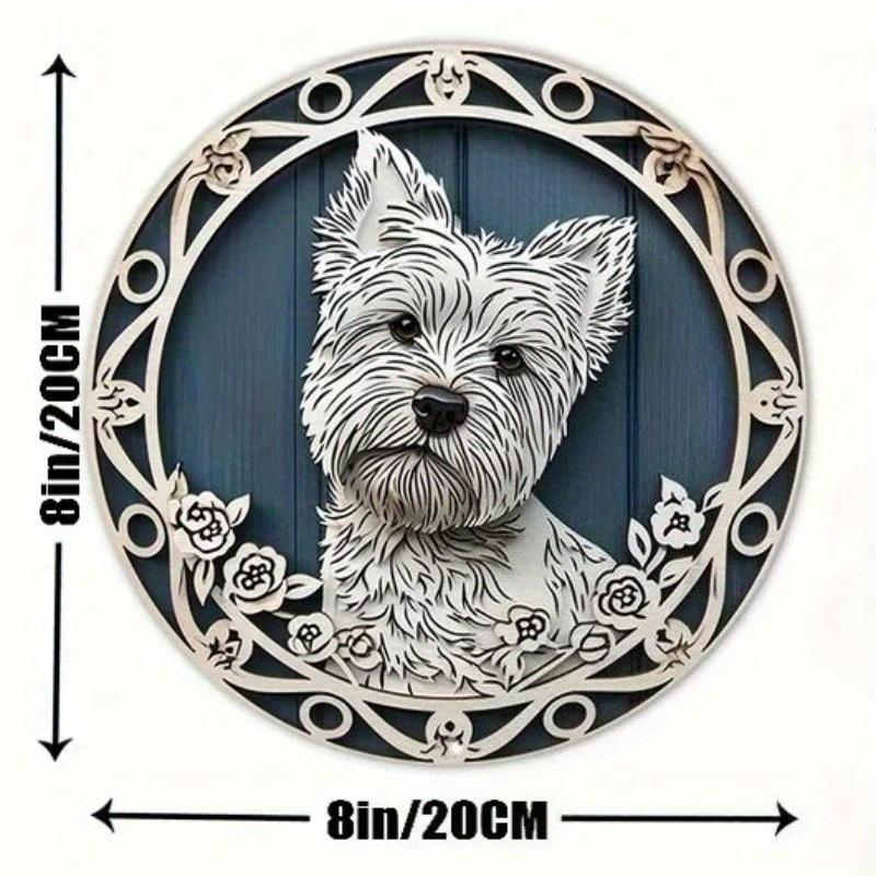 2D плоская круглая деревянная табличка 20*20 см, Подарки для офисного окна, Декор на тему Вест-хайленд-уайт-терьера, для дома, кухни, сада, спальни, бара.