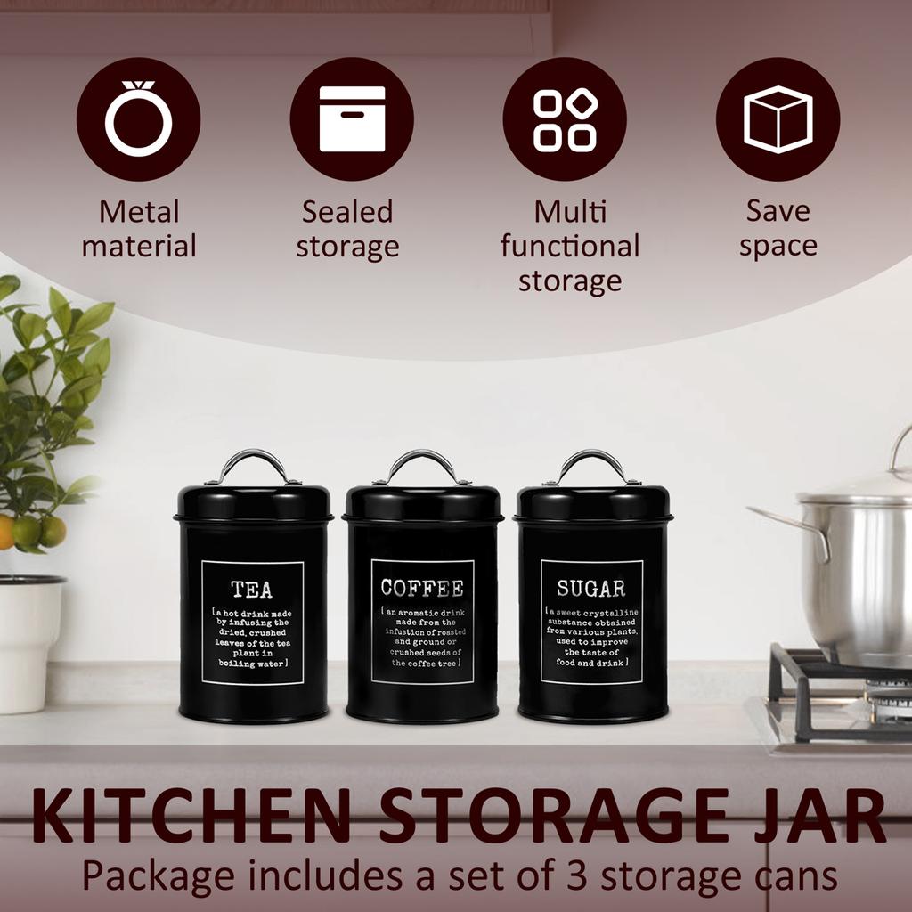 3 шт. 1 л контейнеры для хранения кофейных зерен, чай, сахар, вакуумные банки, канистры, металлическая кухонная банка для сливок, декоративная крышка