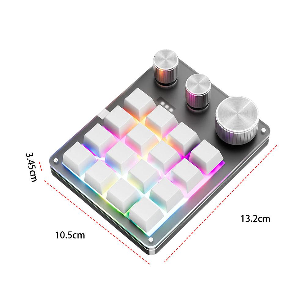 16 клавиш Механическая клавиатура с тройной ручкой Проводная Type-C/Беспроводная клавиатура, совместимая с Bluetooth, Светодиодная подсветка для ПК, компьютера, игр