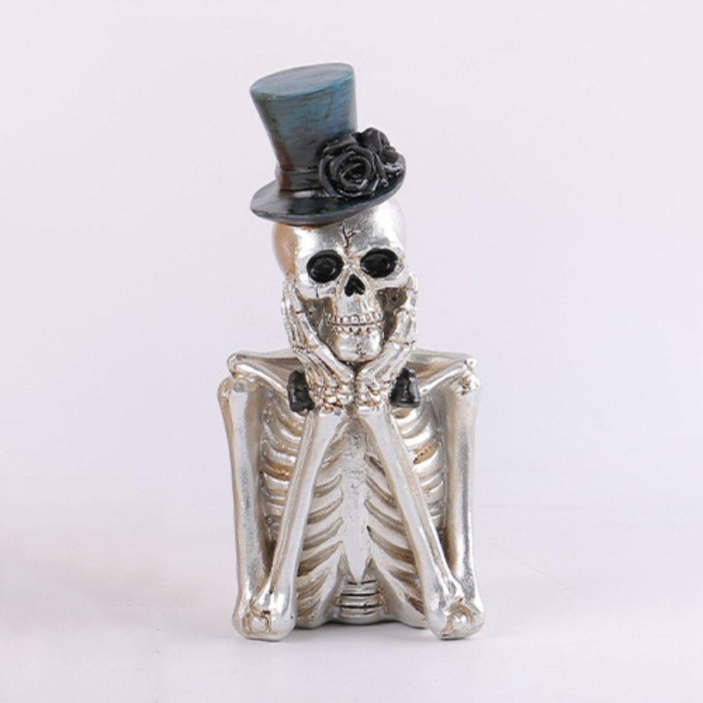 Страшный Хэллоуин Скелет Украшение Забавный Уникальный Поддельный Человеческий Череп Кости Игрушки для розыгрышей Смоляная Фигурка Скелета Украшения Подарок
