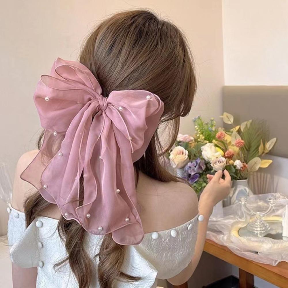 Chiffon Bow Hairpin Net Yarn Bowknot Hairpin Elegant Bow Hair Clip  Women