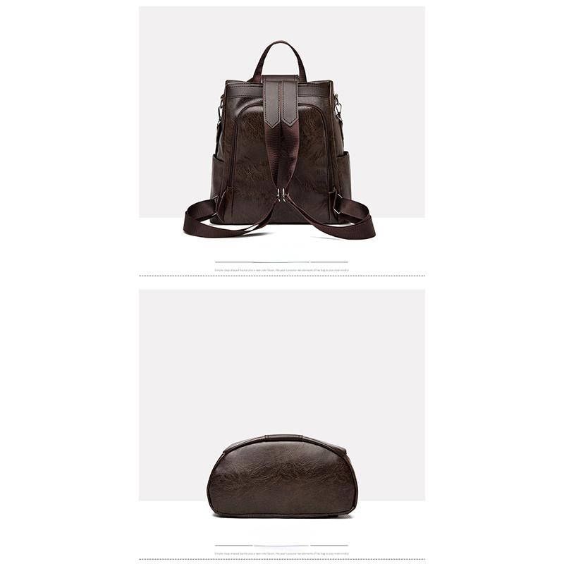 Soft Leather Backpack Women's Anti-theft Schoolbag Lightweight Shoulder Bag Satchel Handbag Travel Daily and Shopping Bag