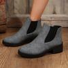 Fashion 2024 High Quality Round Head Wear Resistant Women's Ankle Boots New Outdoors Rubber Sole Solid Color Non-slip Ladies Shoes