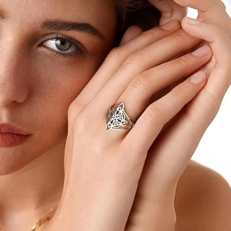 Кольцо с узлом ведьмы из нержавеющей стали для женщин Кольцо кельтского узла Трикетра Амулеты защиты от колдовства Ювелирные изделия
