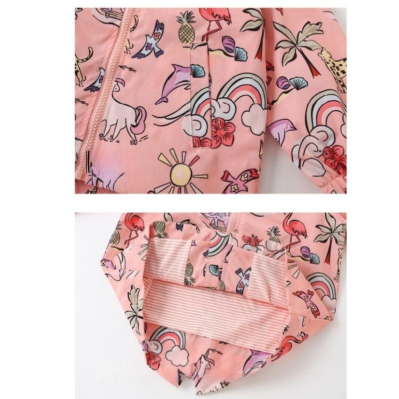 2025 Детская одежда Куртки для мальчиков Детская ветровка с капюшоном на молнии Модное детское пальто с принтом Водонепроницаемые толстовки для девочек