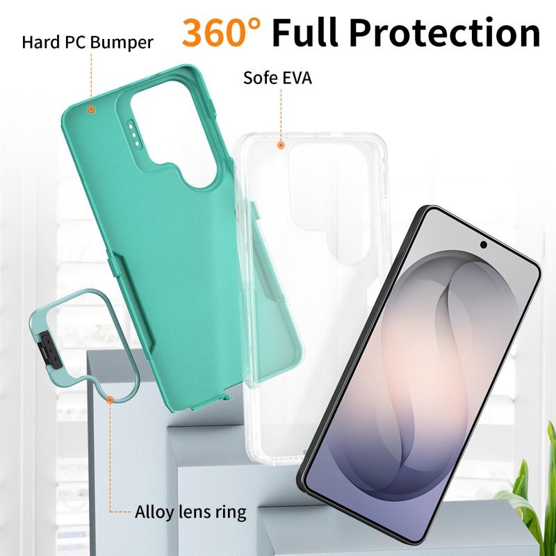 Роскошный Candy 2-в-1 Прозрачный чехол-подставка для Samsung Galaxy S26 Ultra S25 S24 S23 S22 Plus Ударопрочный Металлический держатель для камеры Бронированный чехол