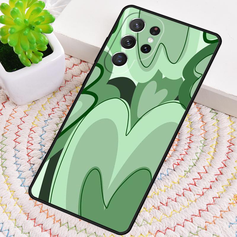 Зеленый Круглый Чехол-Сердце из Силикона для Samsung Galaxy note 10 pro S26 S25 S24 S23 S22 S21 Plus S25Ultra Чехол