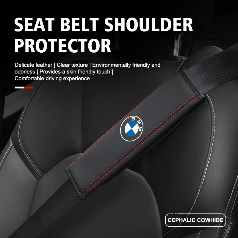 LNRGN1 2026 Car Sticker Leather Car Seat Safety Belt Shoulder Protection Padding For BMW E90 E60 E46 E39 F30 F10 E87 X3 X4 X5 X1 G30 G2