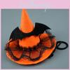 Pet Witch Hat Costume Accessory With Pumpkin And Bat Designs For Halloween Wear