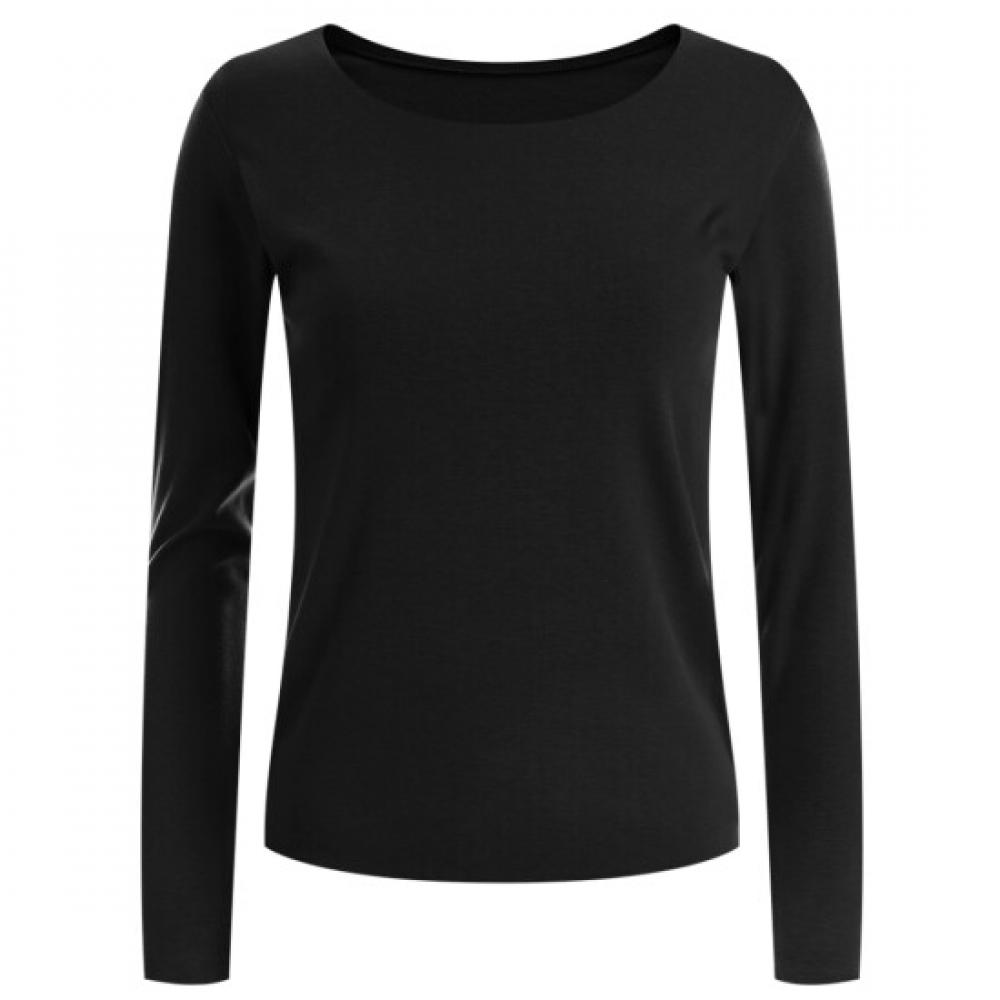 Shop Women Long Sleeve Round T shirT Black Dai Wsh 12128