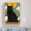 Чёрный Кот Защитник Винтажный Постер и Принт Подарок Любителю Таро Абстрактная Граффити Холст Живопись Настенная Картина для Комнаты Без Рамки