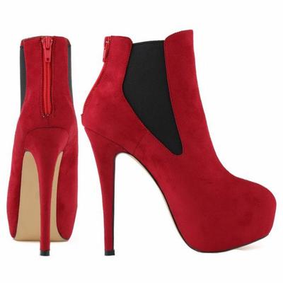 Женские ботинки зима-осень пикантные бархатные короткие ботильоны на очень высоком каблуке 14 см на платформе повседневная черная обувь для вечеринок