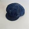 Осень и зима большой обхват головы ретро выстиранная джинсовая восьмиугольная шляпа детская с большими полями закрывающая лицо кепка газетчика