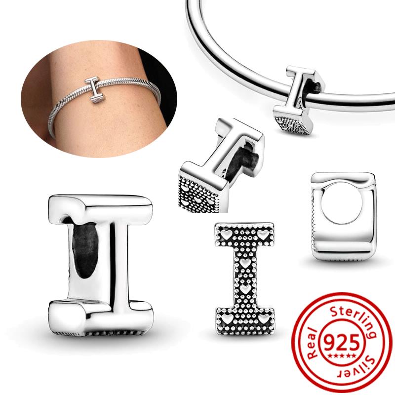 925 Чистая медь Символ бесконечности Полый Круг A-Z 26 Букв Алфавита Сияющие Циркониевые Бусины Подходят для Оригинального Браслета с Шармами Pantaro