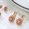 Новые серьги-подвески из розового золота для женщин, модные серьги-подвески в виде цветка с белым натуральным цирконом, роскошные винтажные украшения