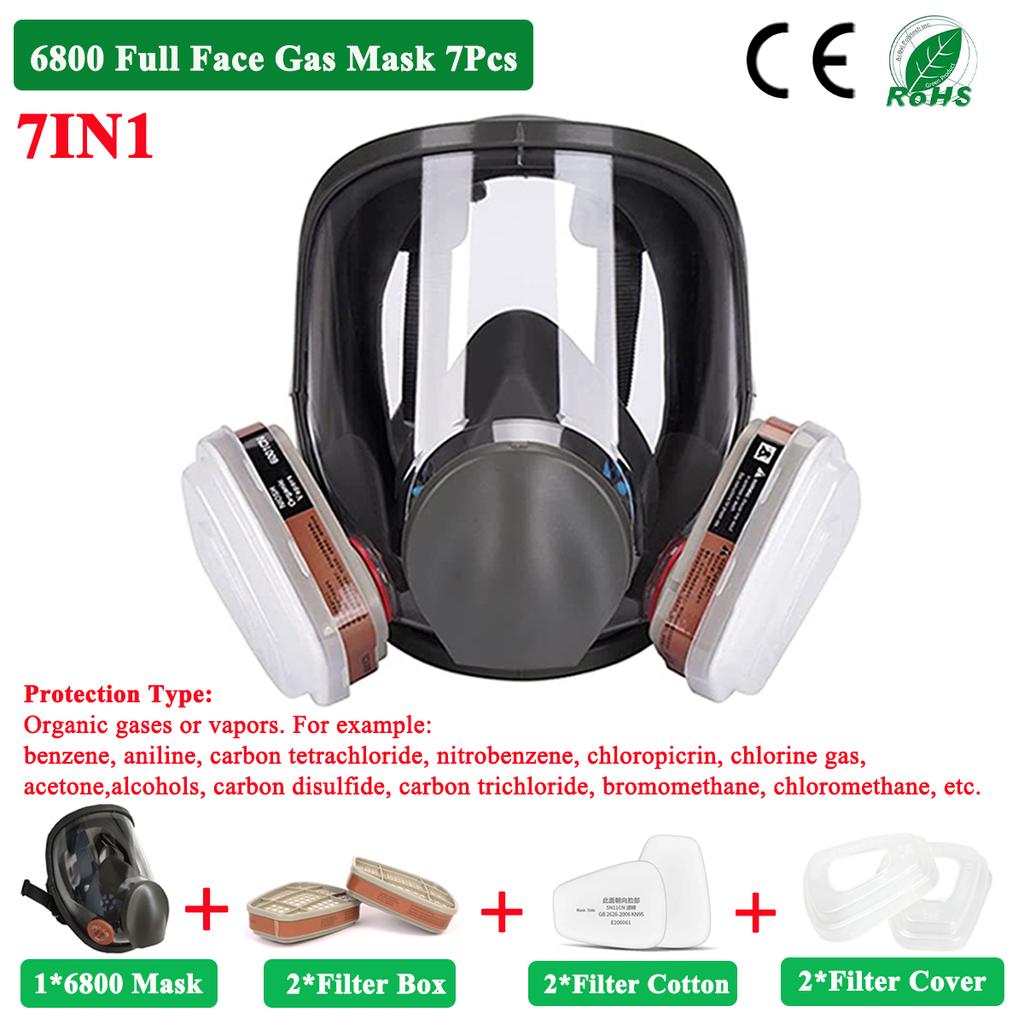 Full Face Gas Mask Filter Sets Anti-Fog 6800 Respirator Industrial Paint Spray Vaccination Safety Work Formaldehyde Protection