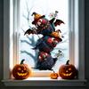 Static Glass Sticker, Traceless Reusable Window Decal, Halloween Bird Shapes Wizard Hat Crow Colorful Parrot Skull Spider Web Window