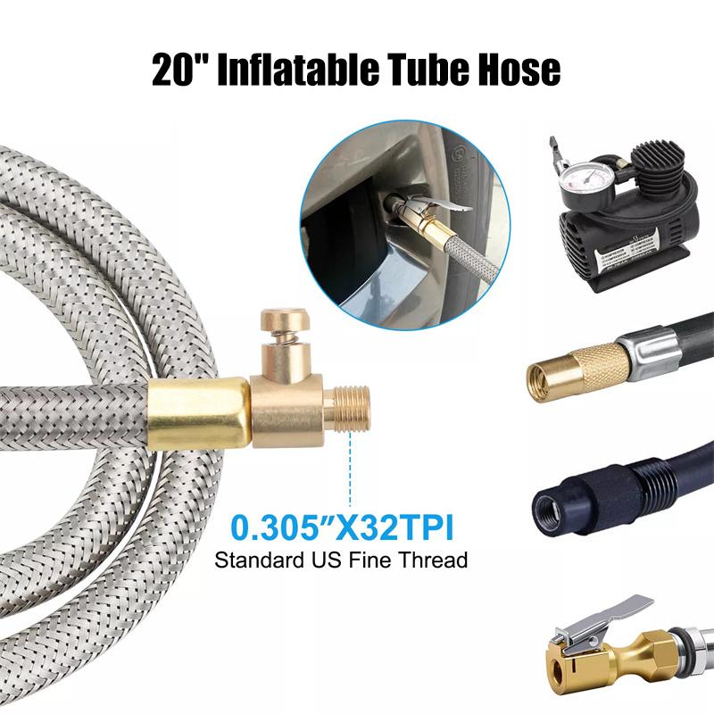 Inflatable Tube Hose Car Tire Air Inflator Hose Inflator Tube Connection Quick Inflation Chuck Locking Air Chuck for Motorcycle