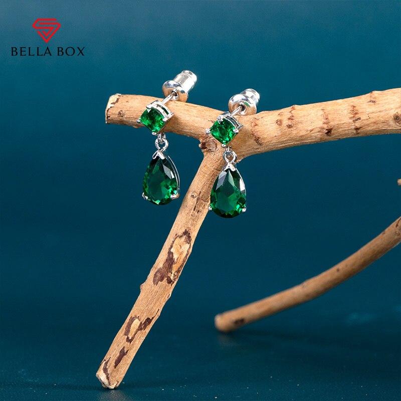 BELLA BOX Fashion Female Green Cubic Zircon Drop Earrings Elegant Accessories Luxury Women Earrings For Party New Trendy Jewelry