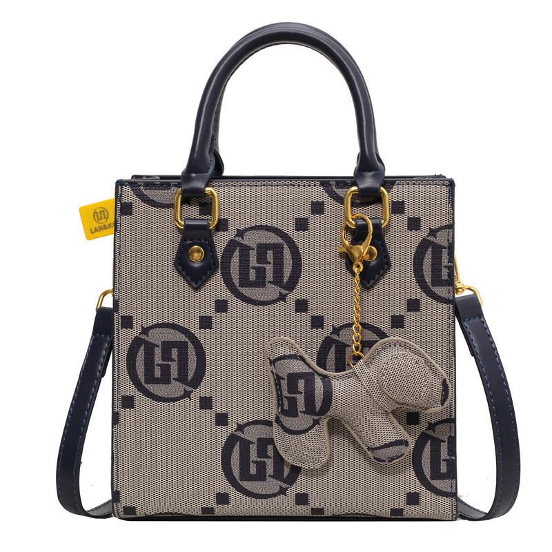 IELGY Women's Canvas Bag, Shoulder Crossbody Textured Portable Small Square Bag