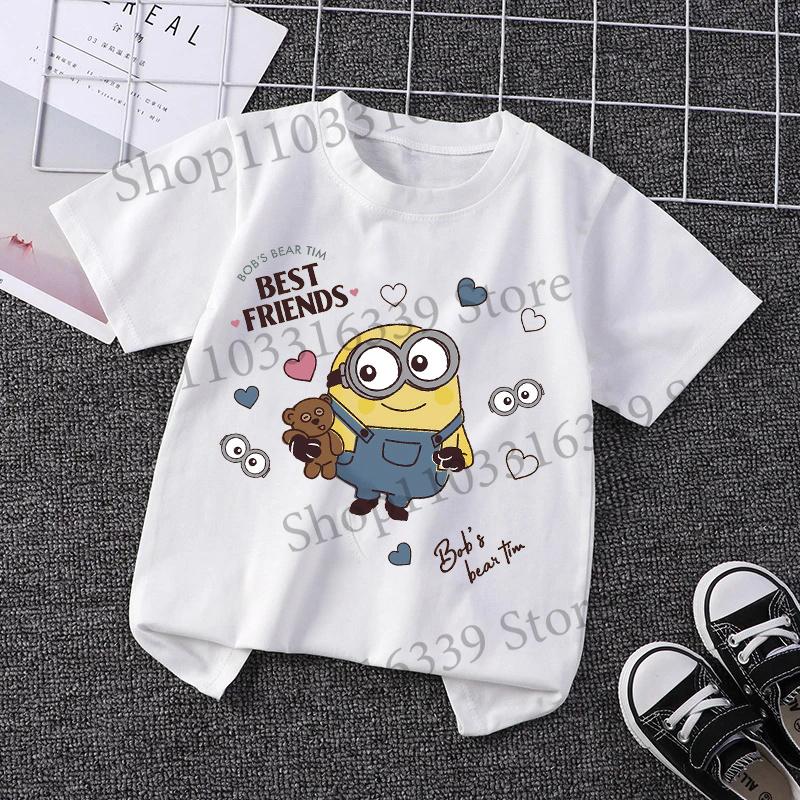 Minionses Kids T-shirt Children Short Sleeves Cartoon Tees Fashion Cotton T Shirt  Boy Girl Tops Summer Clothes Birthday Gift