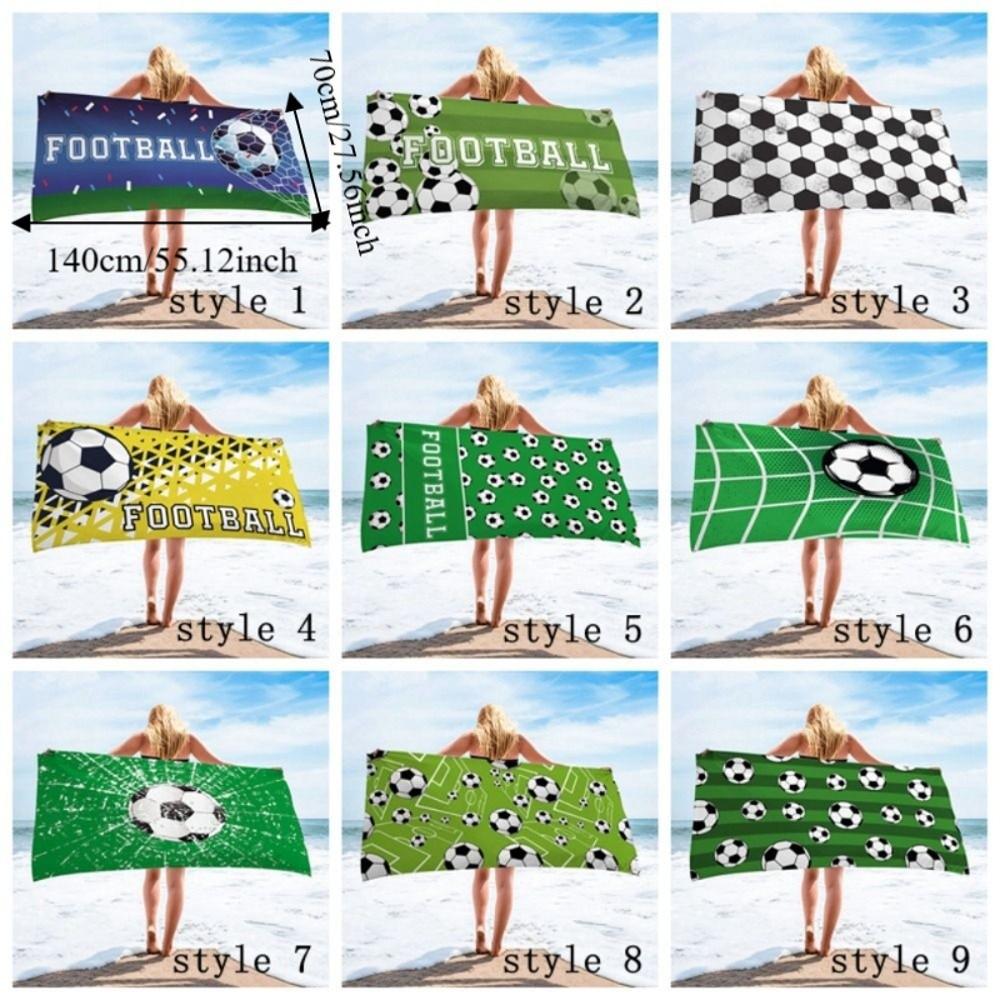 Portable Football Print Beach Towel Soft Shower Towel Creative Quick-Dry Beach Scarf Beach