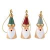 3 Wooden Hanging Santas Red, Gray, Green - 2 X 3.5 Cm