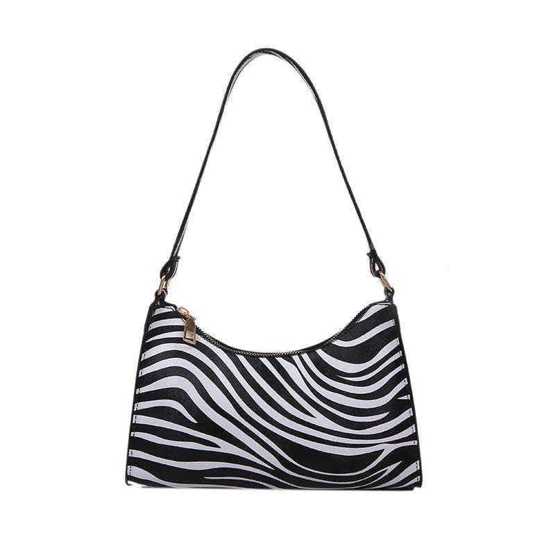 Fashion Zebra Print Women Handbag PU Leather Simple Underarm Shoulder Bags Female Daily Design CLE