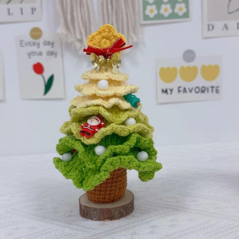 Finished Crochet Christmas Tree Decor Handmade Artificial Knitted Tabletop Ornament  Christmas Day