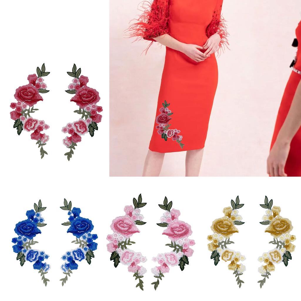 1 пара цветочных аппликаций из ткани, вышитых нашивок, нашивок с цветочной вышивкой для одежды, джинсов, курток, украшений