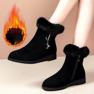Женские зимние ботинки на плоской подошве с флисовой подкладкой, однотонные утепленные ботинки для защиты от холодной погоды