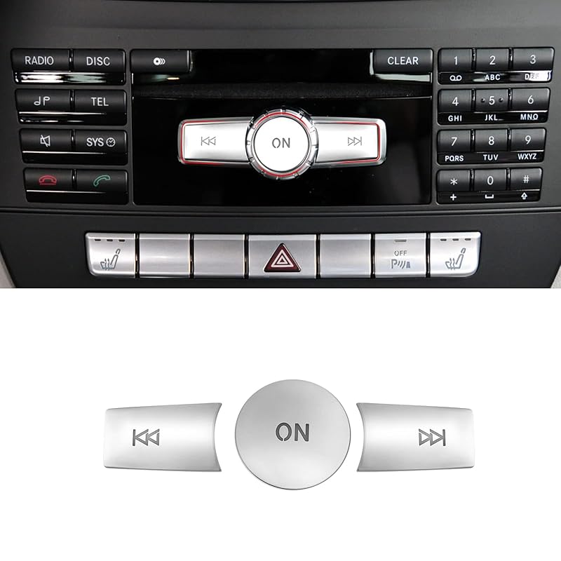 Jaronx Compatible with Mercedes Benz Radio Button Cover Stickers, X204/W204 Radio ON Volume Button Sticker Cover for Mercedes B W246/C W204/ E W212/