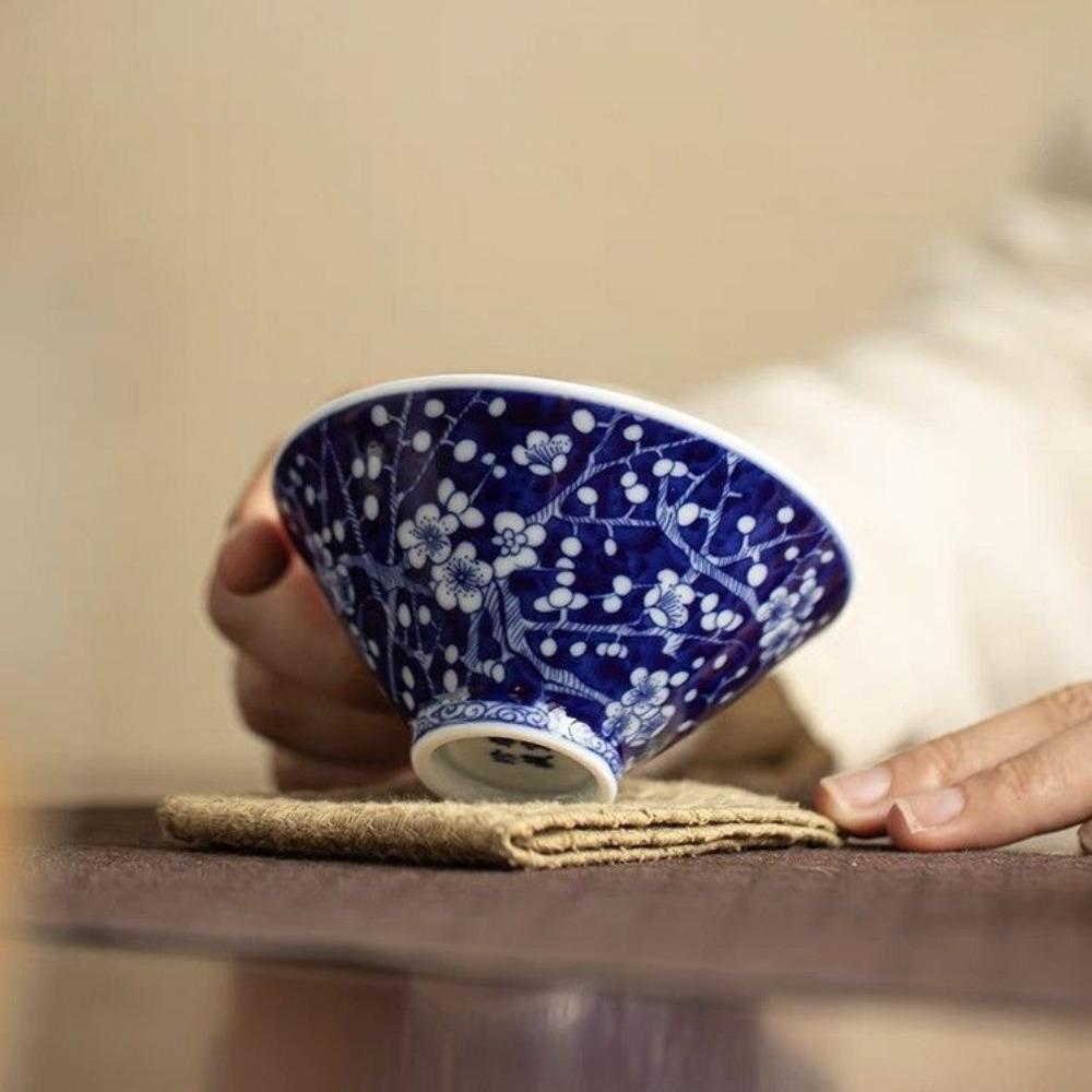 Антикварная сине-белая коническая чайная чашка - фарфоровая чашка Jingdezhen Master Cup, китайская ручная работа, чайная чаша, керамический чайный сервиз Gongfu