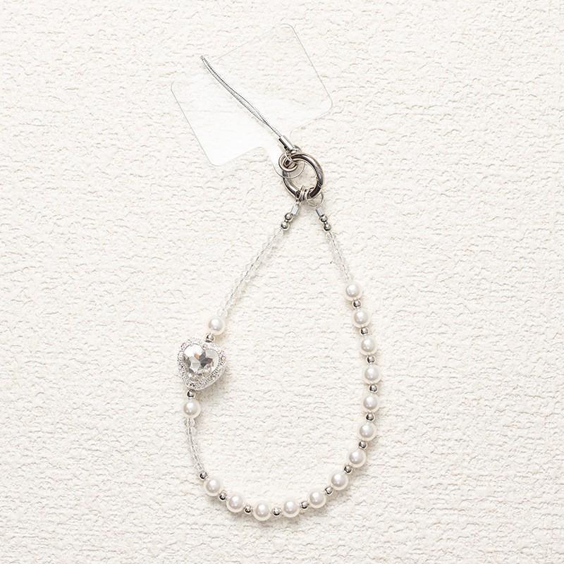 Брелок для мобильного телефона на запястье из хрустальных бусин в форме сердца с металлической пряжкой