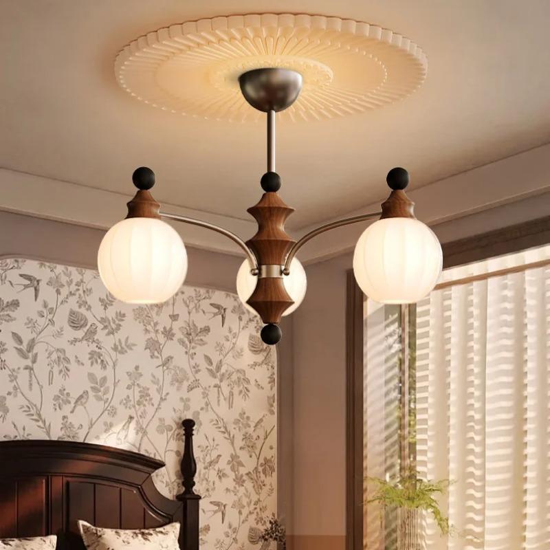Люстра для спальни в американском стиле ретро, французский винтажный светильник из цельного дерева в дизайнерском стиле