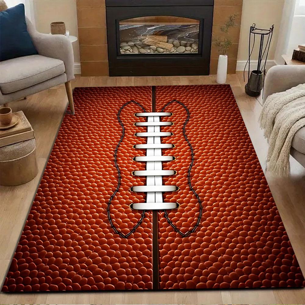 Football Texture with Laces Patterned carpet, non slip mat suitable for living room and bedroom sofas
