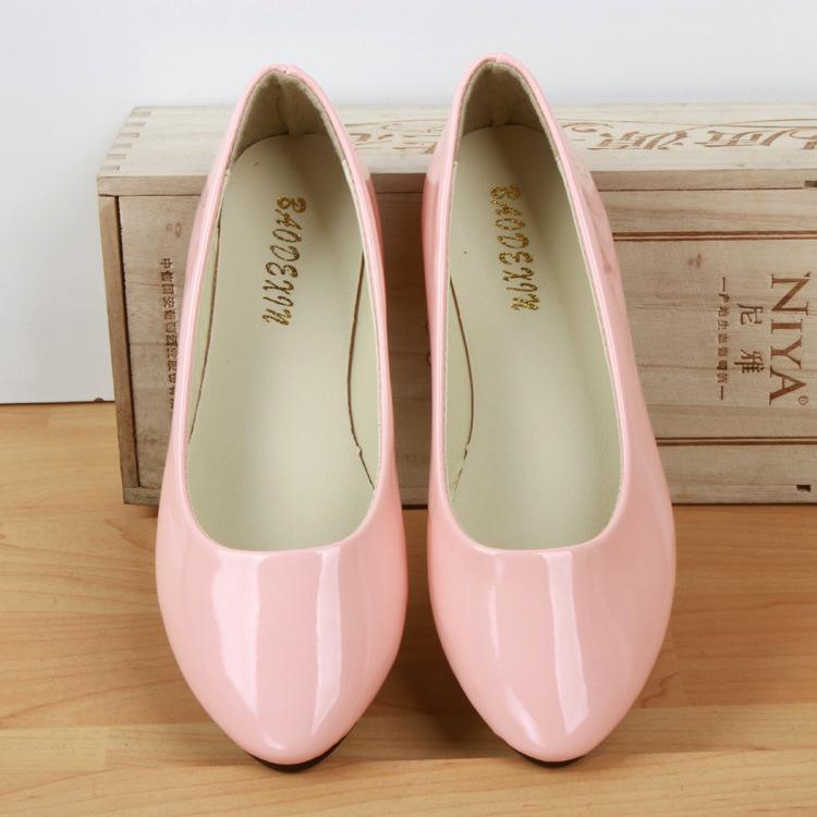 Shallow Single Shoes Pu Patent Leather Flats Spring Casual Round Tow Candy Color Ballet Sansals