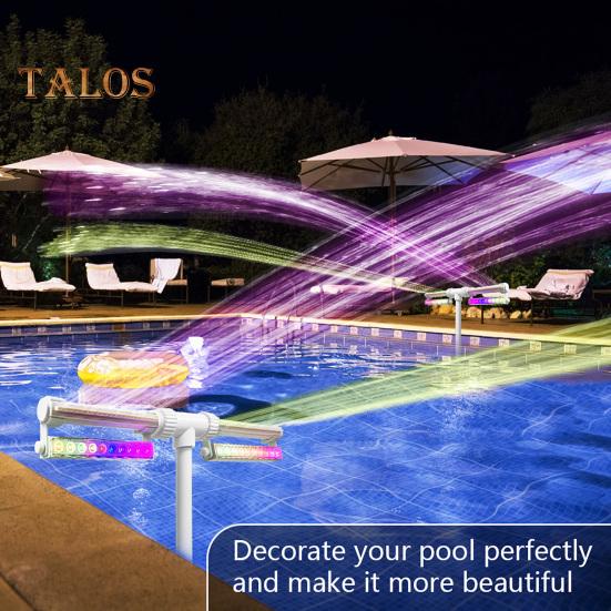 Фонтан для бассейна с 7-цветной светодиодной подсветкой, регулируемый двойной спрей для бассейна, фонтан для бассейна, водопад, охладитель для надземных и вкопанных бассейнов