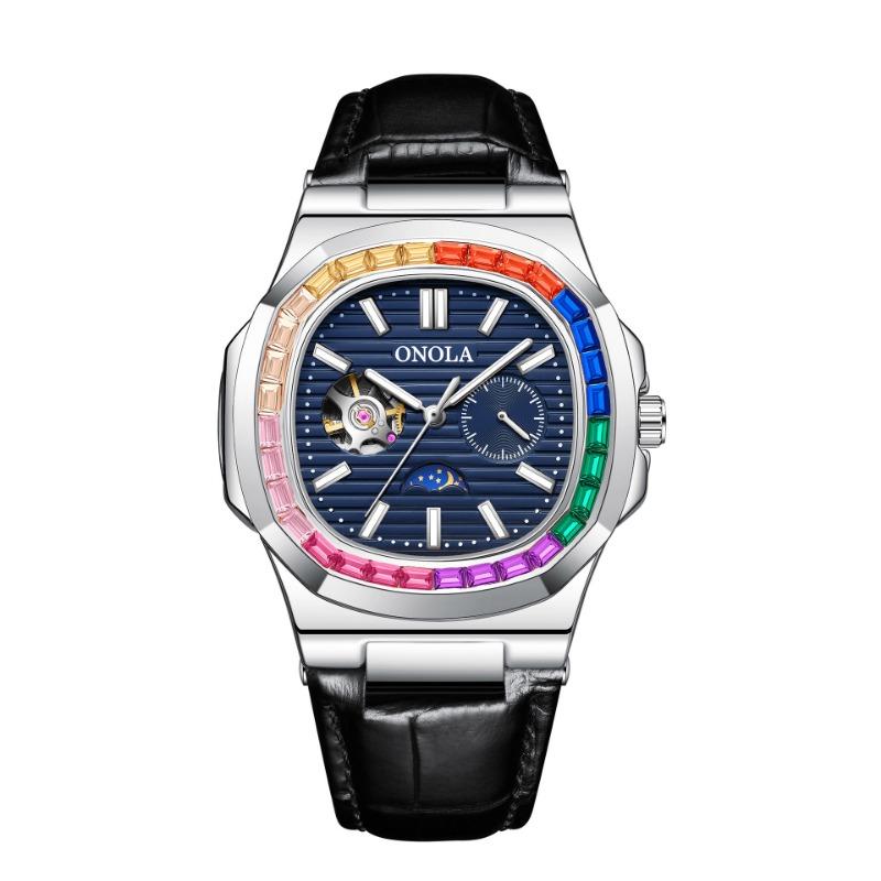 New Top Brand Hollow Rainbow Drill Watch Belt Waterproof Automatic Mechanical Men's Wrist Watch