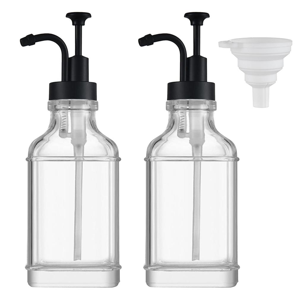 Набор дозаторов для кофейного сиропа Leeseph с 1 складной воронкой, многоразовые стеклянные бутылки с насосом для сиропа, пресс-диспенсер, 500 мл/16,9 унций